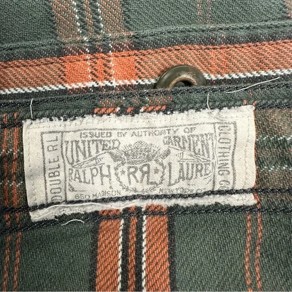 RRL Double RL Button Front Plaid Shirt Large Mock Neck - Picture 8 of 8